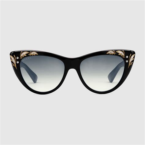 gucci frames cat eye gold temple|Gucci oversized cat eye sunglasses.